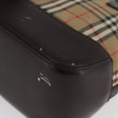 BURBERRY Nova Check Hand Bag Canvas Beige Gold Auth ep13921-12