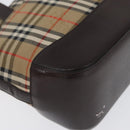 BURBERRY Nova Check Hand Bag Canvas Beige Gold Auth ep13921-13