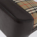BURBERRY Nova Check Hand Bag Canvas Beige Gold Auth ep13921-14