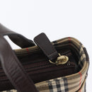 BURBERRY Nova Check Hand Bag Canvas Beige Gold Auth ep13921-15