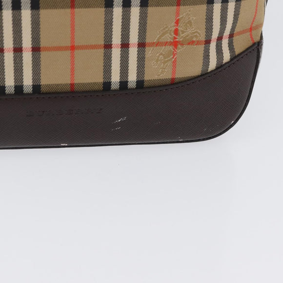 BURBERRY Nova Check Hand Bag Canvas Beige Gold Auth ep13921