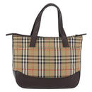 BURBERRY Nova Check Hand Bag Canvas Beige Gold Auth ep13921-4