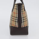 BURBERRY Nova Check Hand Bag Canvas Beige Gold Auth ep13921-5