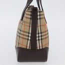 BURBERRY Nova Check Hand Bag Canvas Beige Gold Auth ep13921-6
