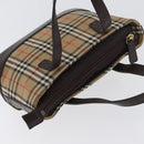 BURBERRY Nova Check Hand Bag Canvas Beige Gold Auth ep13921-7