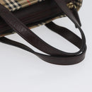 BURBERRY Nova Check Hand Bag Canvas Beige Gold Auth ep13921-8