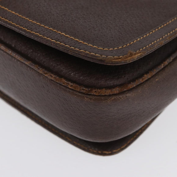 GUCCI Web Sherry Line Shoulder Bag Leather Brown Gold Auth ep13922