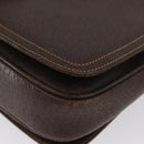 GUCCI Web Sherry Line Shoulder Bag Leather Brown Gold Auth ep13922-13