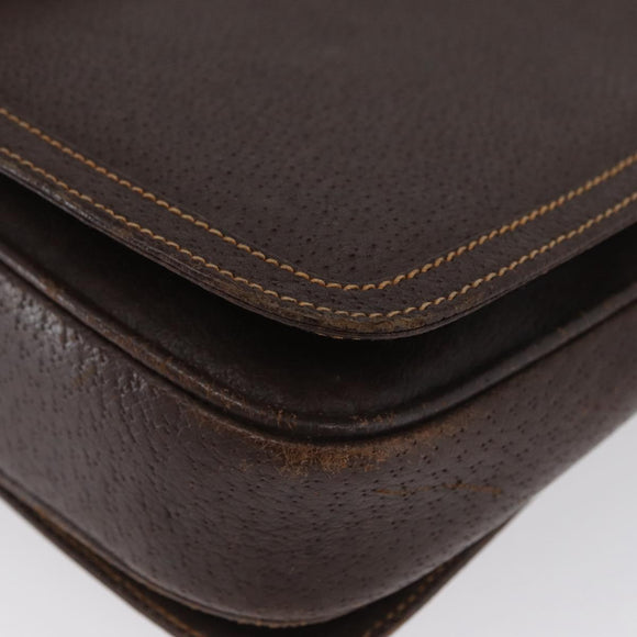 GUCCI Web Sherry Line Shoulder Bag Leather Brown Gold Auth ep13922