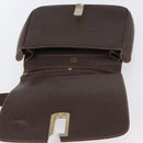 GUCCI Web Sherry Line Shoulder Bag Leather Brown Gold Auth ep13922-15