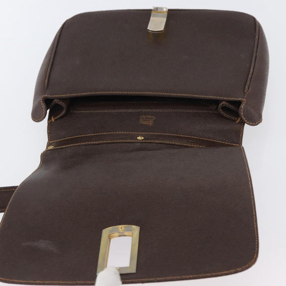 GUCCI Web Sherry Line Shoulder Bag Leather Brown Gold Auth ep13922