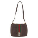 GUCCI Web Sherry Line Shoulder Bag Leather Brown Gold Auth ep13922-2