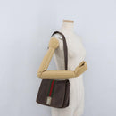 GUCCI Web Sherry Line Shoulder Bag Leather Brown Gold Auth ep13922-24