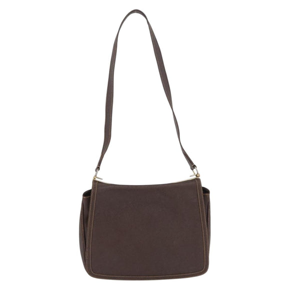 GUCCI Web Sherry Line Shoulder Bag Leather Brown Gold Auth ep13922
