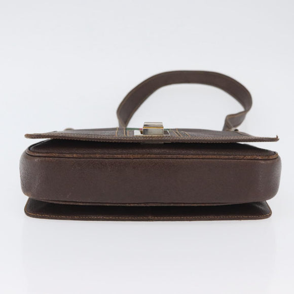 GUCCI Web Sherry Line Shoulder Bag Leather Brown Gold Auth ep13922