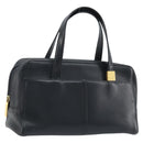 BURBERRY Hand Bag Leather Black Gold Auth ep13929-1