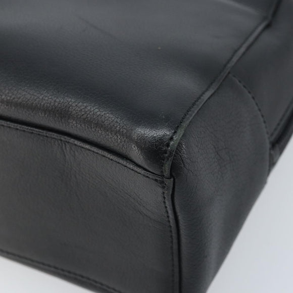 BURBERRY Hand Bag Leather Black Gold Auth ep13929