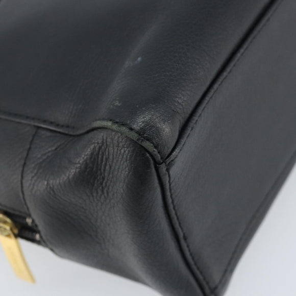 BURBERRY Hand Bag Leather Black Gold Auth ep13929