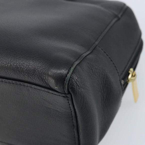 BURBERRY Hand Bag Leather Black Gold Auth ep13929