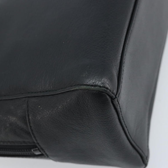 BURBERRY Hand Bag Leather Black Gold Auth ep13929