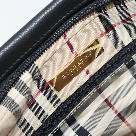 BURBERRY Hand Bag Leather Black Gold Auth ep13929