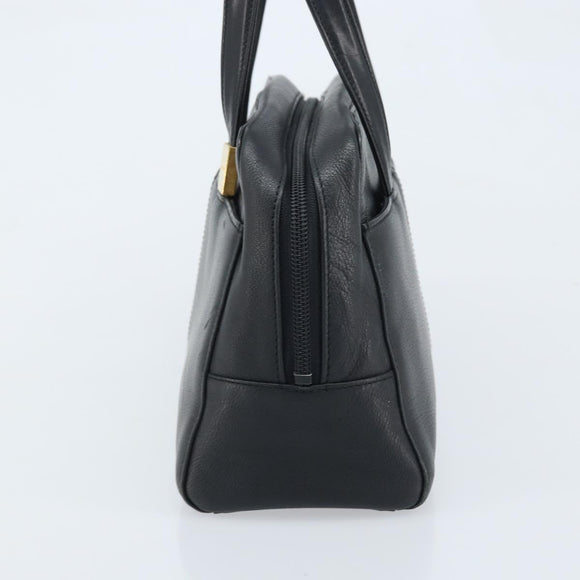 BURBERRY Hand Bag Leather Black Gold Auth ep13929