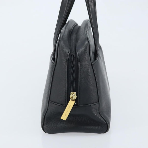 BURBERRY Hand Bag Leather Black Gold Auth ep13929