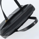 BURBERRY Hand Bag Leather Black Gold Auth ep13929-6