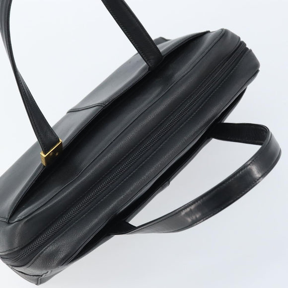 BURBERRY Hand Bag Leather Black Gold Auth ep13929