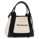 BALENCIAGA Navy Cabas XS Bag Canvas Leather White Navy 390346 Auth ep13935-1
