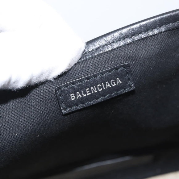 BALENCIAGA Navy Cabas XS Bag Canvas Leather White Navy 390346 Auth ep13935