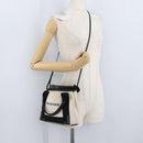 BALENCIAGA Navy Cabas XS Bag Canvas Leather White Navy 390346 Auth ep13935-21