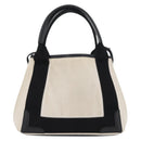 BALENCIAGA Navy Cabas XS Bag Canvas Leather White Navy 390346 Auth ep13935-2