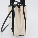 BALENCIAGA Navy Cabas XS Bag Canvas Leather White Navy 390346 Auth ep13935-3