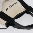 BALENCIAGA Navy Cabas XS Bag Canvas Leather White Navy 390346 Auth ep13935-6