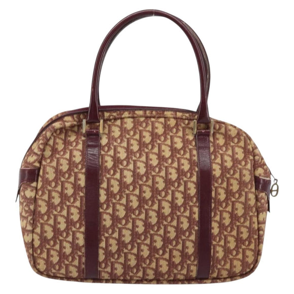 Christian Dior Trotter Canvas Hand Bag Red Gold Auth ep13938