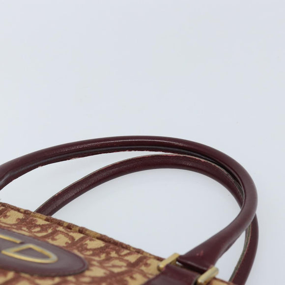 Christian Dior Trotter Canvas Hand Bag Red Gold Auth ep13938