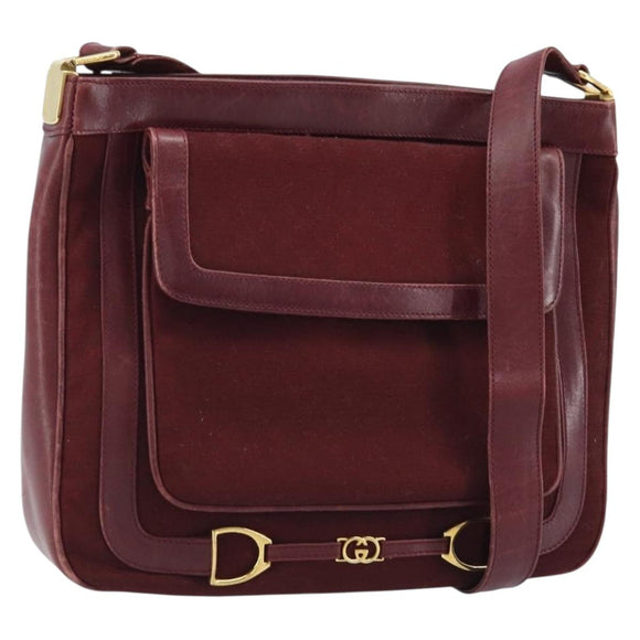 GUCCI Micro GG Supreme Shoulder Bag Bordeaux Gold Auth ep13943