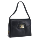 GUCCI Shoulder Bag Leather Navy Gold Auth ep13947V-1