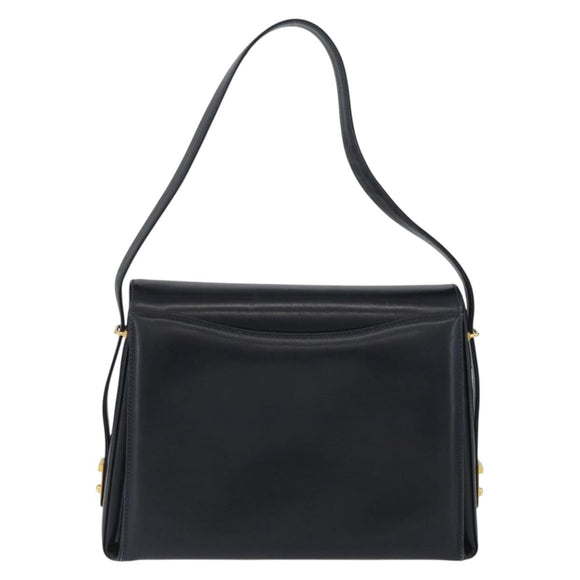 GUCCI Shoulder Bag Leather Navy Gold Auth ep13947V