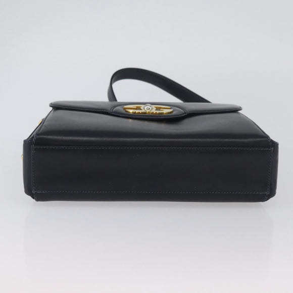 GUCCI Shoulder Bag Leather Navy Gold Auth ep13947V
