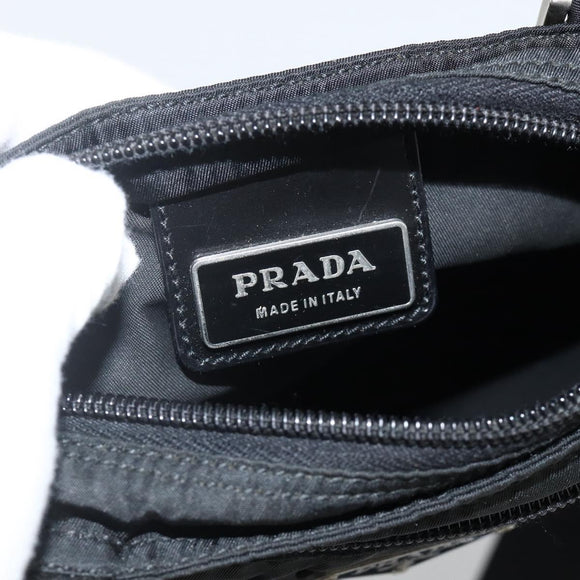 PRADA Shoulder Bag Nylon Black Silver Auth ep13949