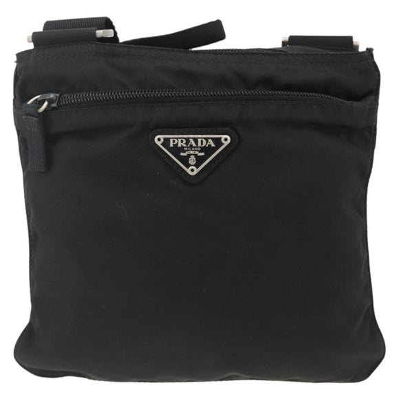 PRADA Shoulder Bag Nylon Black Silver Auth ep13949