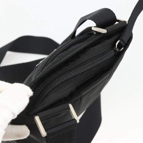 PRADA Shoulder Bag Nylon Black Silver Auth ep13949