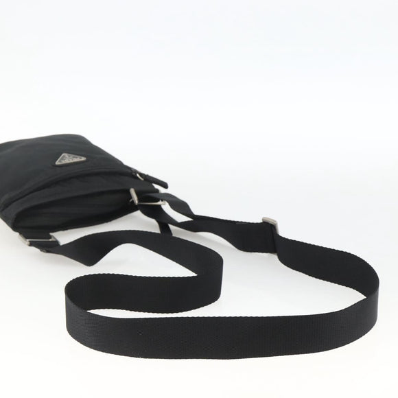 PRADA Shoulder Bag Nylon Black Silver Auth ep13949