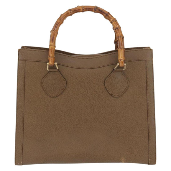 GUCCI Bamboo Hand Bag Leather Brown Gold 002 8260 Auth ep13953