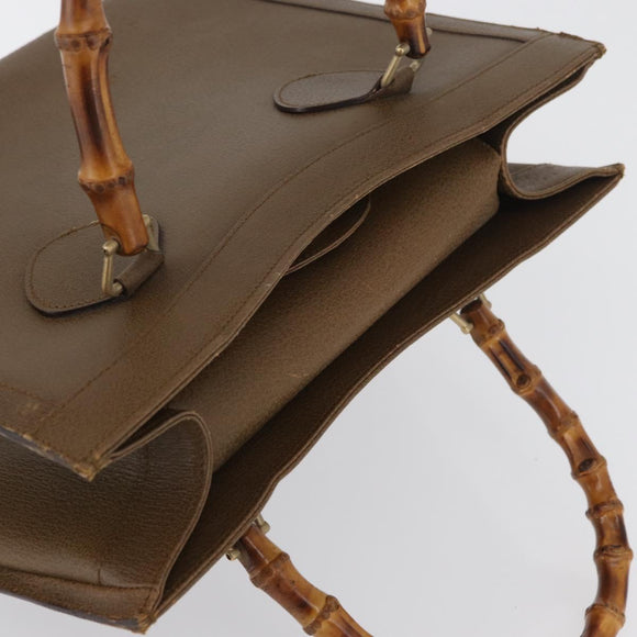 GUCCI Bamboo Hand Bag Leather Brown Gold 002 8260 Auth ep13953