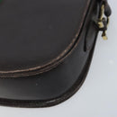 GUCCI Horsebit Web Sherry Line Shoulder Bag Leather Dark Brown Gold Auth ep13957-14