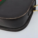GUCCI Horsebit Web Sherry Line Shoulder Bag Leather Dark Brown Gold Auth ep13957-16