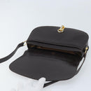 GUCCI Horsebit Web Sherry Line Shoulder Bag Leather Dark Brown Gold Auth ep13957-18